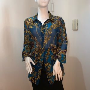 Bebe Silk Muliti Color Long Sleeve shirt